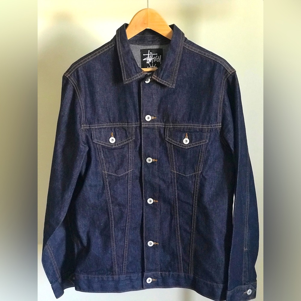 Vintage Stussy Indigo Denim Trucker Workwear Jacket 90s-Y2KMen’s size Small